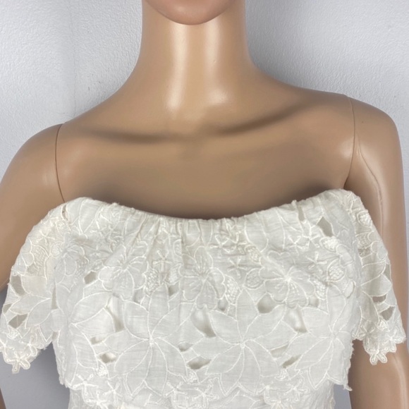 NEW FREE PEOPLE IVORY COTTON STRAPLESS MINI DRESS - Picture 3 of 7